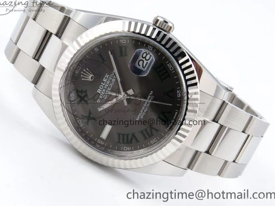 Best Edition Steel Dial Oyster Green Gray VR3235 on 126334 DateJust Roman C+F 41 Bracelet 904L SS 1:1 0223